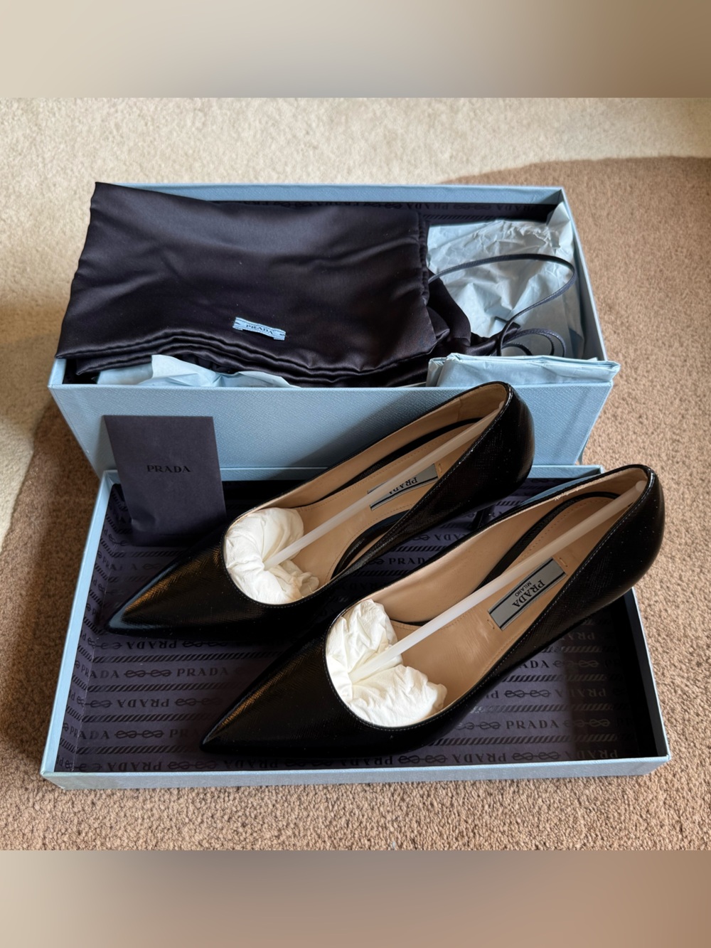 Prada Black Patent Pointed-Toe Stiletto Pumps